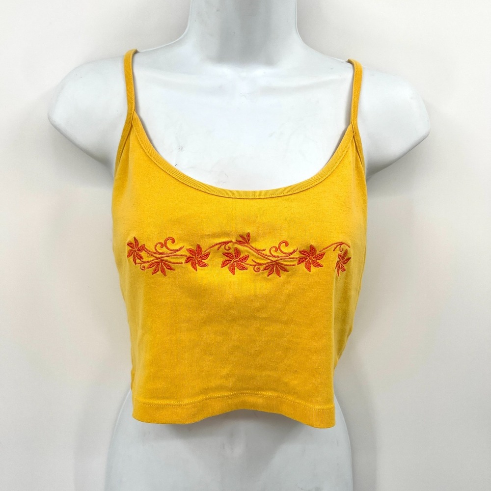 Vintage y2k urban outfitters baby tank top cropped embroidered flower surf M